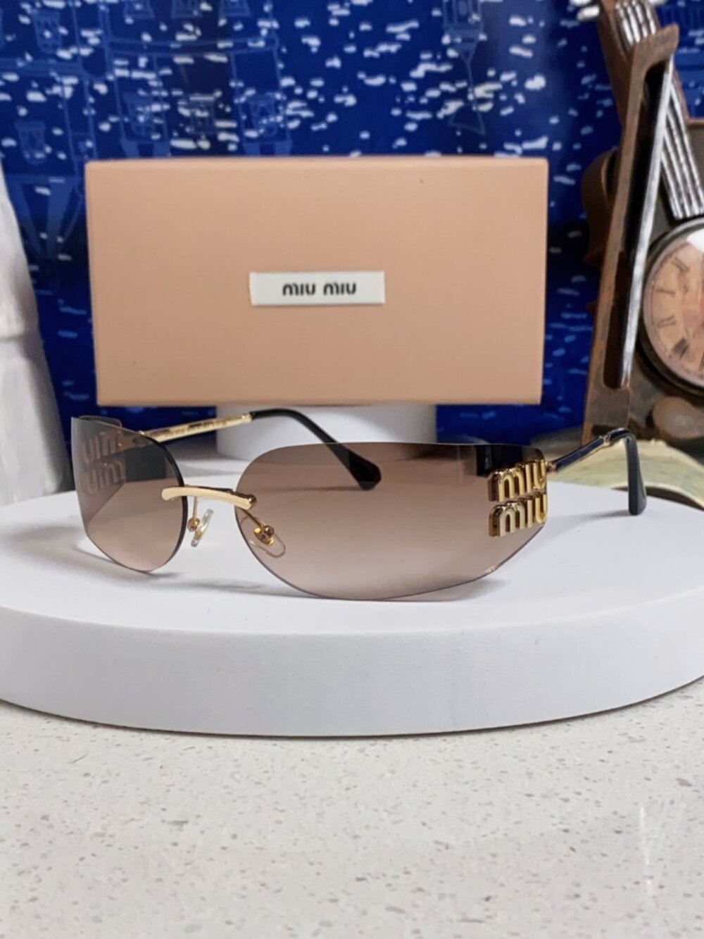 Miu Miu Rimless Gradient Sunglasses with Logo Detail - Picture 2 of 10